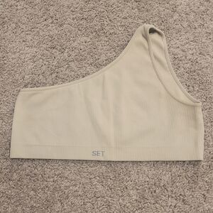 SET Active Sculptflex Ribbed One Shoulder Ribbed Top Size Medium